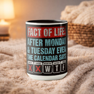 Taza Calendario de Hechos de la Vida Dice Humor WTF