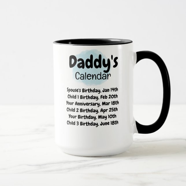 Taza Calendario de papá - 6 fechas vitales para papá de (Derecha)