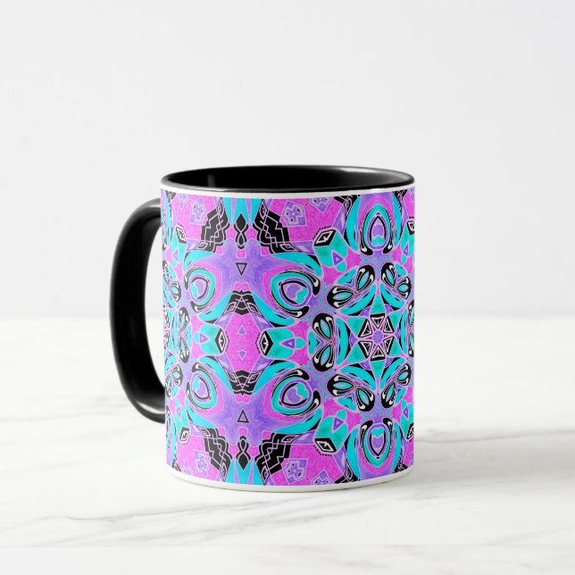 Taza Calidoscopio de neón, mandala (Anverso izquierdo)