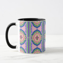 Taza Calidoscopio Floral Vibrante: Mandala Rosa y Esmer