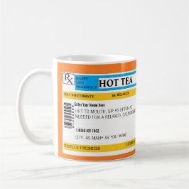 Taza caliente de la prescripción del té