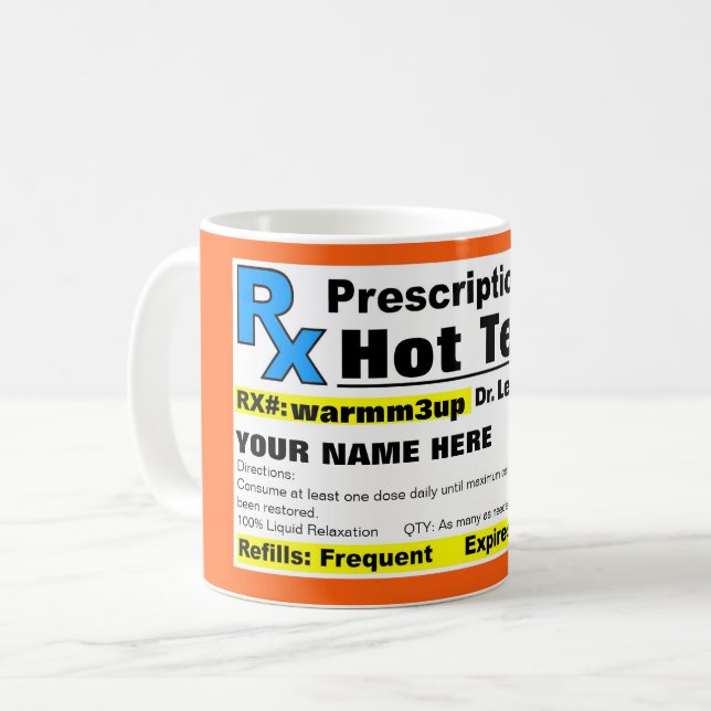 Taza caliente del té de la prescripción (Anverso izquierdo)