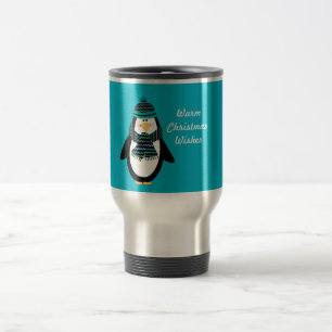 Taza caliente del viaje del pingüino de los deseo