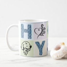 Taza caliente y del hygge (letras y pasteles