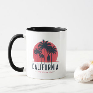 Taza California Playa Santa Mónica Retro Palma