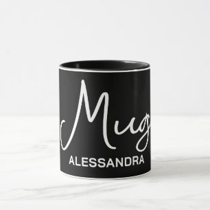 Taza Caligrafía divertida de tipografía en blanco negro