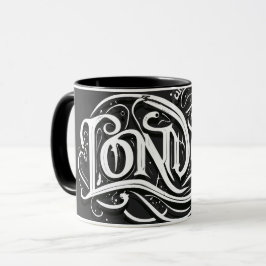 Taza Caligrafía Metalizado pesada de Londres - Metalhea