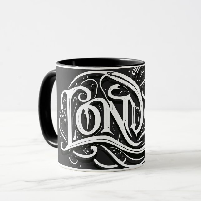 Taza Caligrafía Metalizado pesada de Londres - Metalhea (Anverso izquierdo)