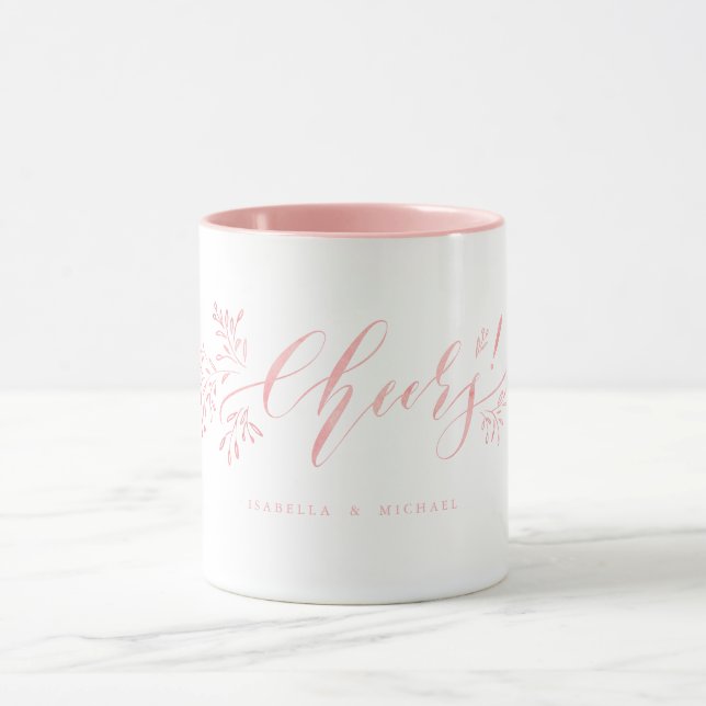 Taza Caligrafía rosa moderna anima la floral rústica (Centro)