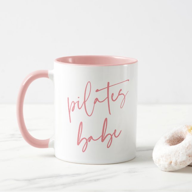 Taza Caligrafía rosada moderna de entrenamiento Gimnasi (Con donut)