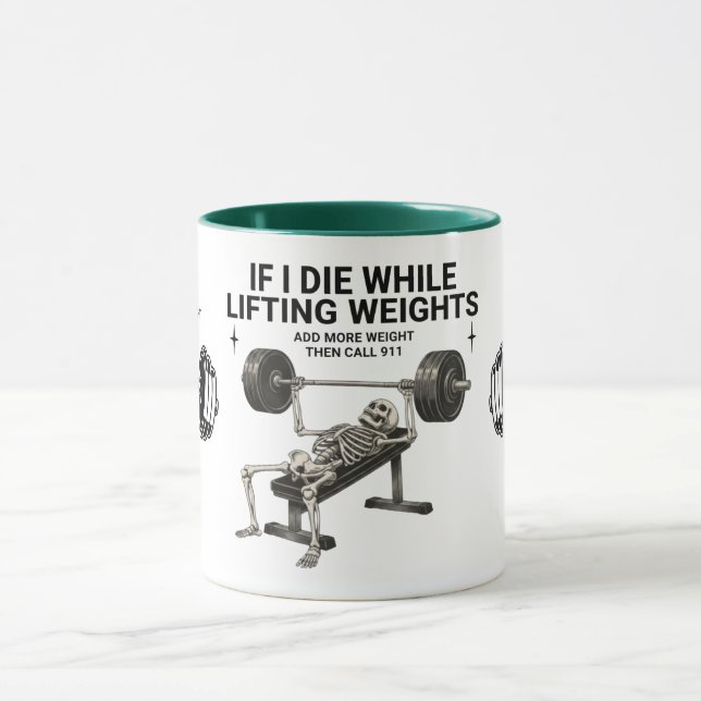 Taza Call 911 Skeleton Weightlifting Gym Coffee Mug (Centro)