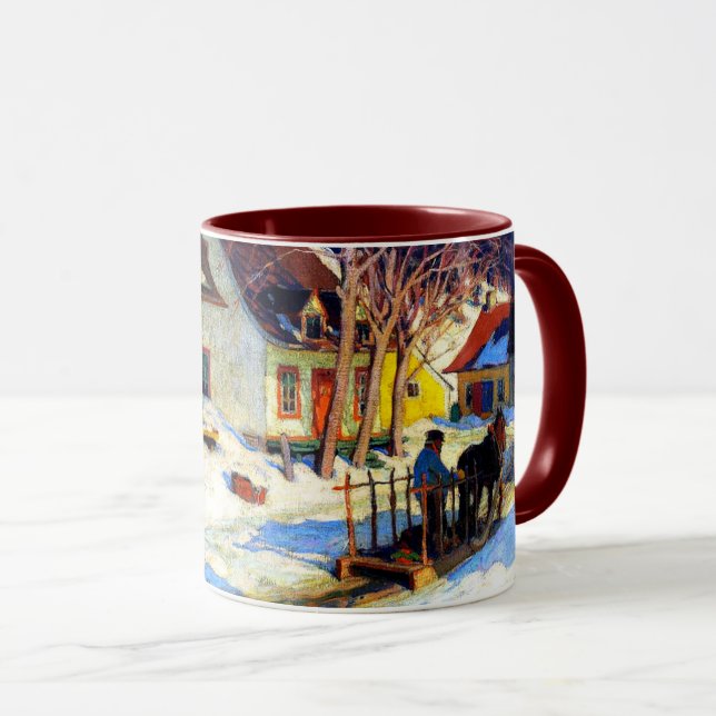 Taza Calle Quebec Village - Arte de Clarence Gagnon (Anverso derecho)