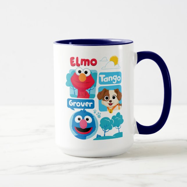 Taza Calle Sésamo | Gráfico del parque de Elmo, Tango y (Derecha)