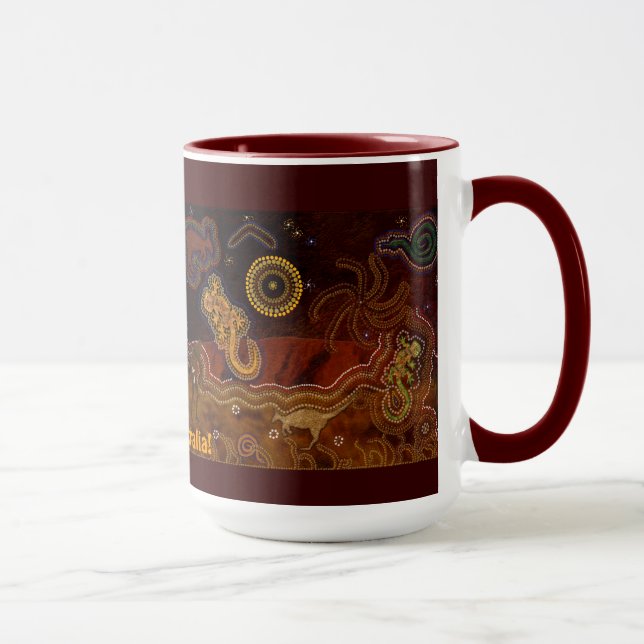 Taza "Calor del desierto": Mug al estilo aborigen austr (Derecha)
