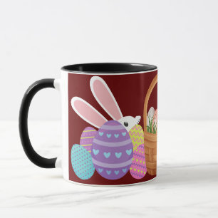 Taza Cama de conejo de Pascua y canasta de huevo