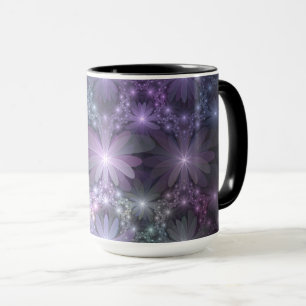 Taza Cama de flores arte fractal abstracto brillante de