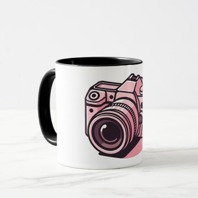 Taza Cámara réflex digital rosa de moda fotografía pers (Anverso izquierdo)