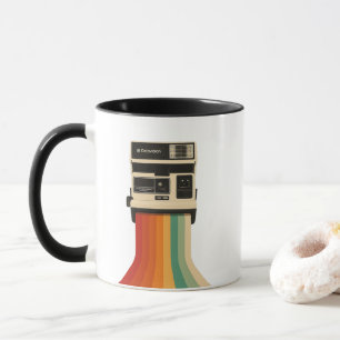 Taza Cámara Retro con Impresión de Arcoíris