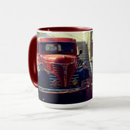 Taza Camión Antiguo en Estación de Servicio Rústica