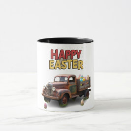 Taza Camión de época con huevos de Pascua Feliz Pascua