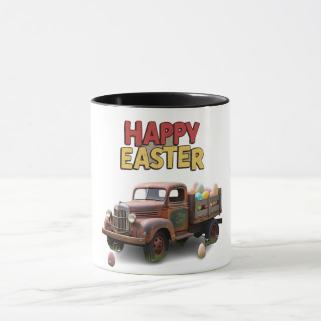 Taza Camión de época con huevos de Pascua Feliz Pascua (Centro)