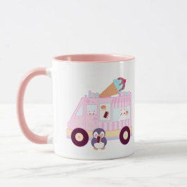 Taza Camión De Helado De Conejo Azul Y Rosa Cute Conejo