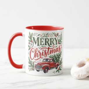 Taza Camión de Navidad con Letra a Mano Tradicional
