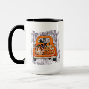 Taza Camión de recolección de naranja de Halloween con