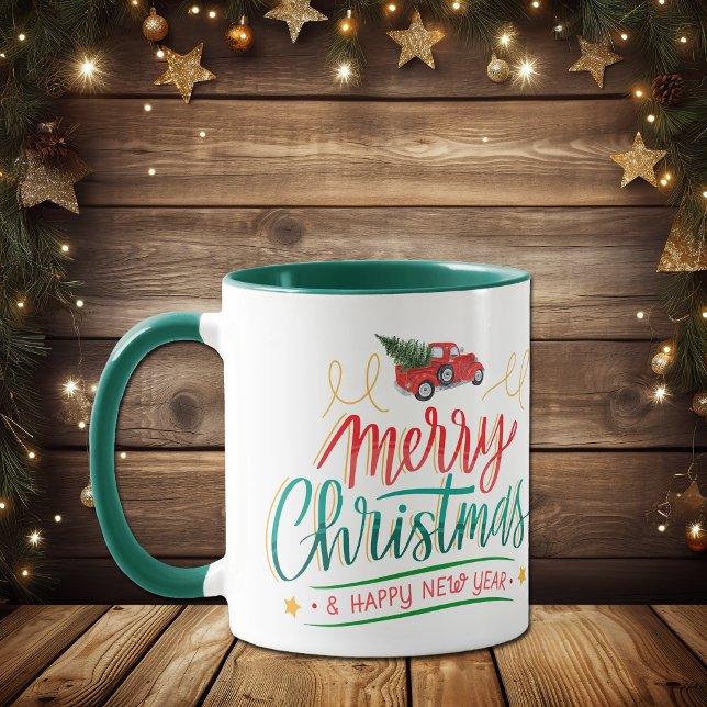 Taza Camión estilo retro Feliz Navidad (Subido por el creador)