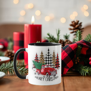 Taza Camión y árboles de Feliz Navidad