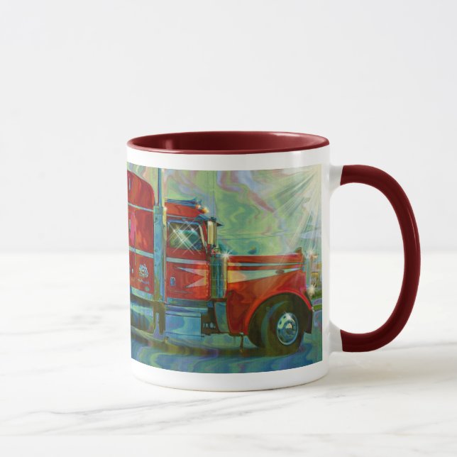TAZA CAMIONES DE CAMIONES ROJAS GRANDES CAFÉ MUG (Derecha)