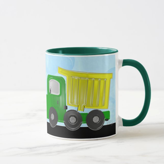 Taza Camiones de volcado amarillo y Naranja Mug (Derecha)