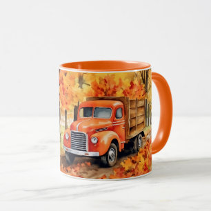 Taza Camioneta vintage naranja en otoño