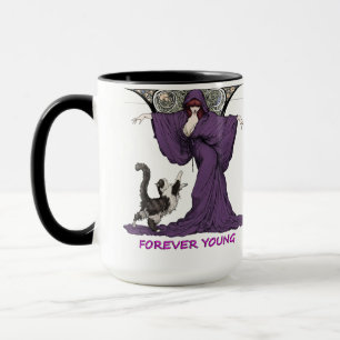 Taza Camiseta Art Nouveau de Bruja y Gato Joven para Si