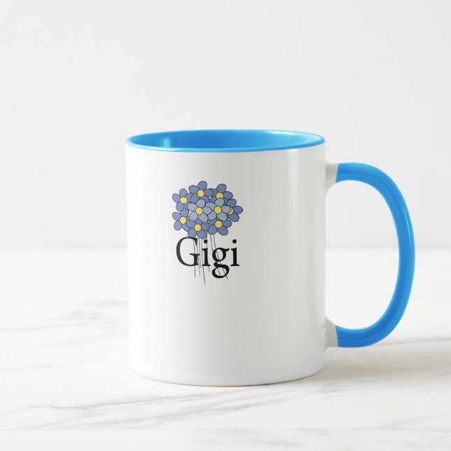 Taza Camiseta azul bonita de Gigi de la flor (Derecha)