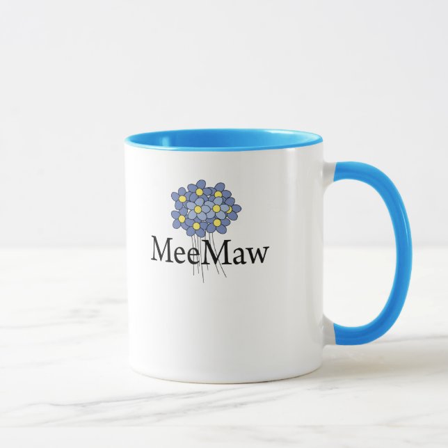 Taza Camiseta azul bonita de MeeMaw de la flor (Derecha)