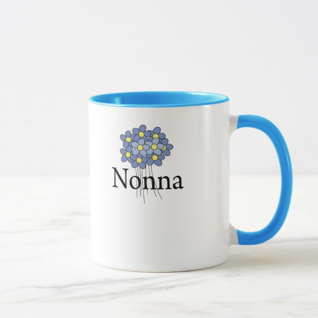 Taza Camiseta azul bonita de Nonna de la flor (Derecha)