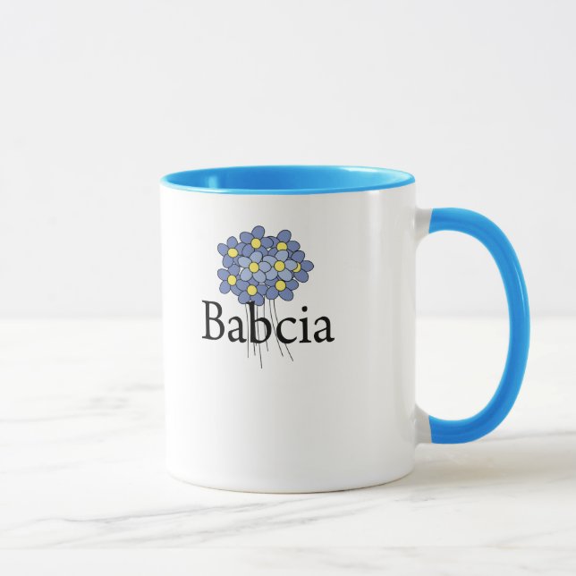Taza Camiseta Babcia Blue Flower Bonito (Derecha)