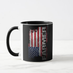 Taza Camiseta de granjero con bandera de EE. UU., Tee d