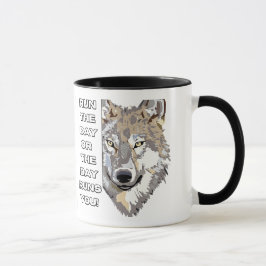 Taza Camiseta de lobo con cita motivacional - Tú corres