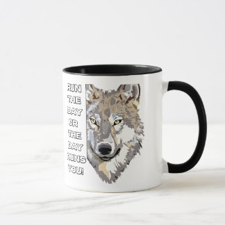 Taza Camiseta de lobo con cita motivacional - Tú corres
