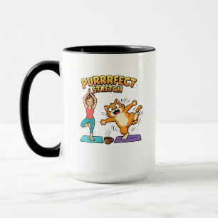 Taza Camiseta de Yoga de Gato Divertido Estiramiento Pe