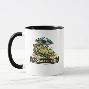 Taza Camiseta Divertida de Tortuga Socialmente Jubilada
