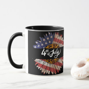 Taza Camiseta femenina de girasol feliz 4 de julio