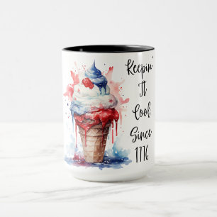 Taza Camiseta Patriótica del Crema de Hielo de Julio