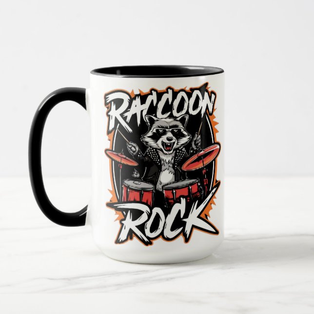 Taza Camiseta Raccoon Rock - Funny Raccoon Cowboy Desig (Izquierda)