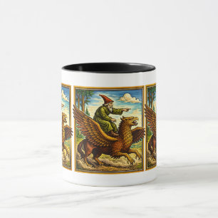 Taza Camiseta Retro Medieval Fantasía de Jinete de Cara