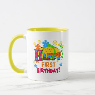 Taza Camisetas y regalos alegres para el primer cumplea