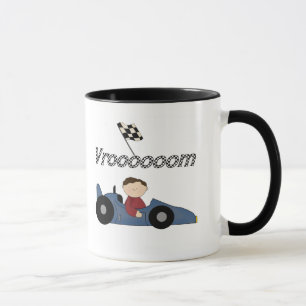 Taza Camisetas y regalos azules del coche de carreras