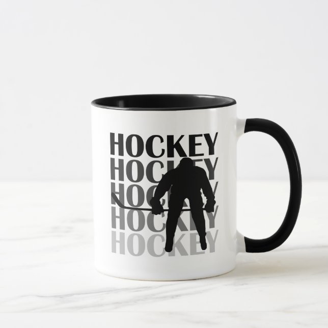 Taza Camisetas y regalos de la silueta del hockey (Derecha)